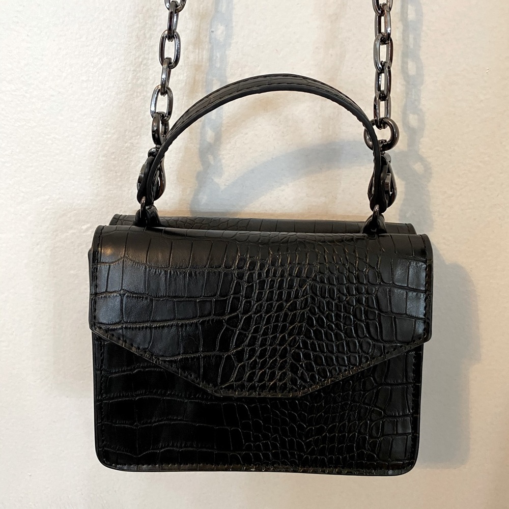 Black leather hand bag